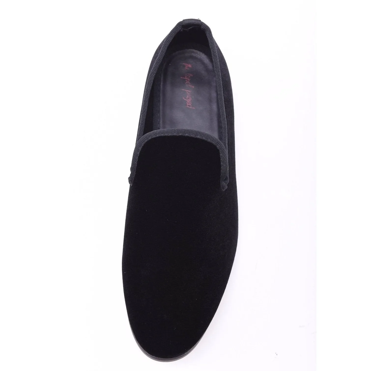 The Lapel Project Black Velvet Mens Slip-On Tuxedo Dress Shoes