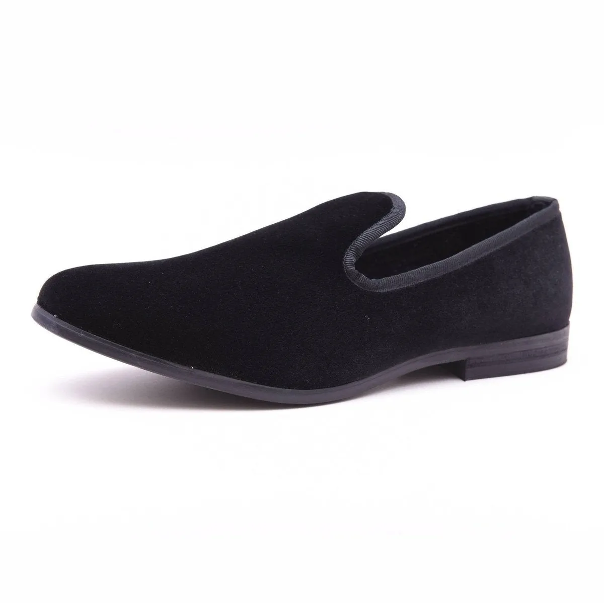 The Lapel Project Black Velvet Mens Slip-On Tuxedo Dress Shoes