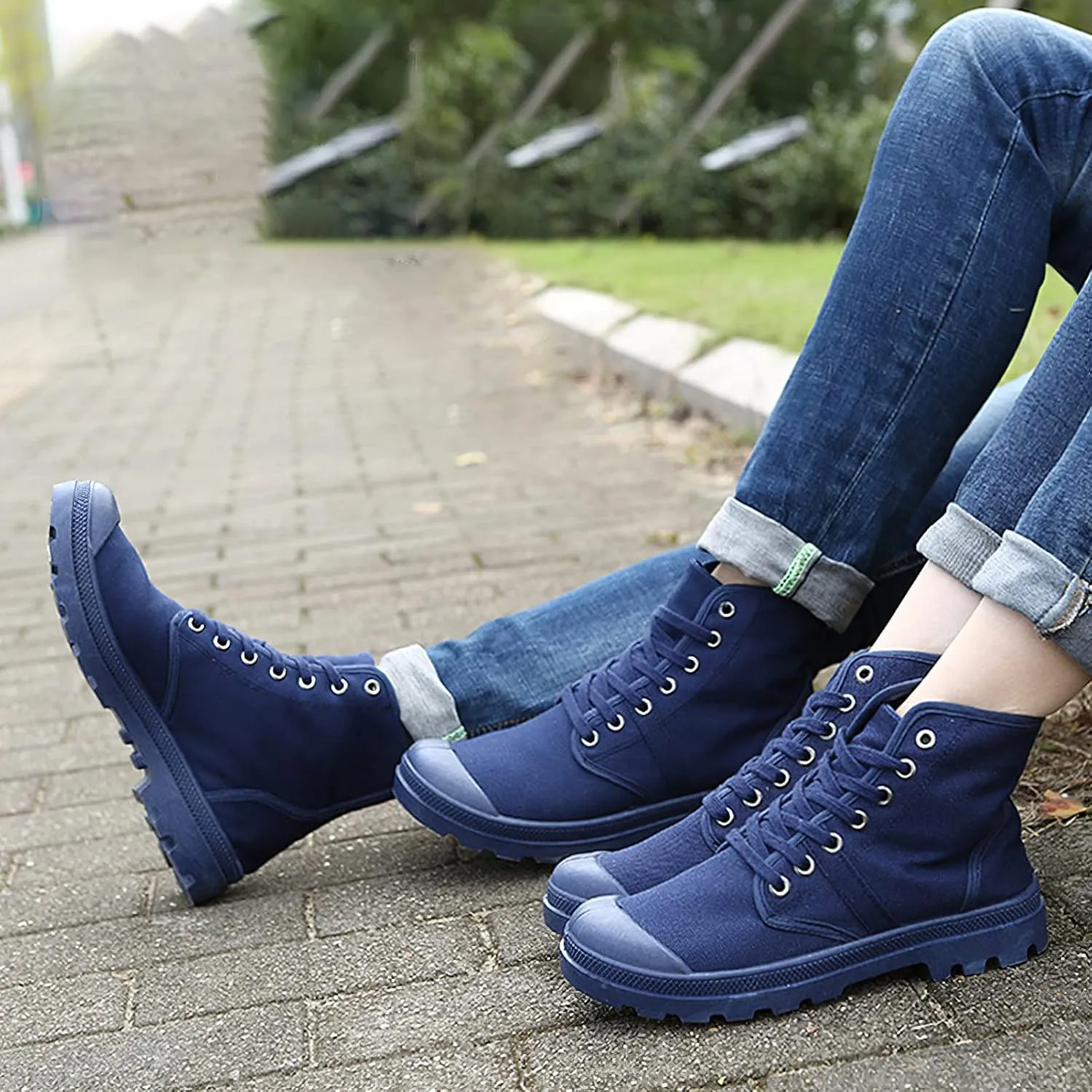 Unisex Men's Women's Ankle High Canvas Boots Lace-Up Casual Sneakers