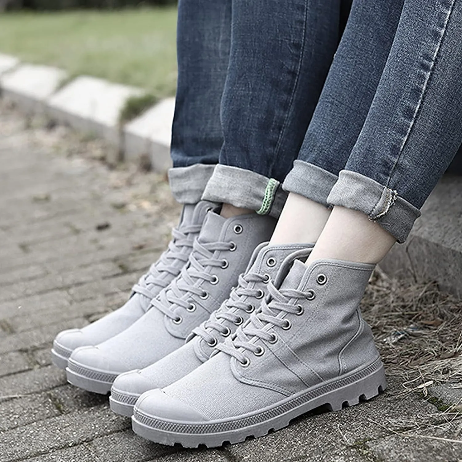 Unisex Men's Women's Ankle High Canvas Boots Lace-Up Casual Sneakers