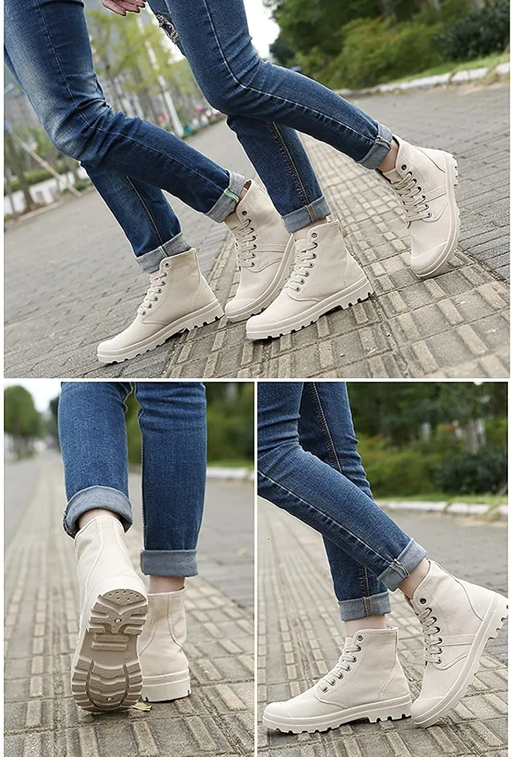 Unisex Men's Women's Ankle High Canvas Boots Lace-Up Casual Sneakers