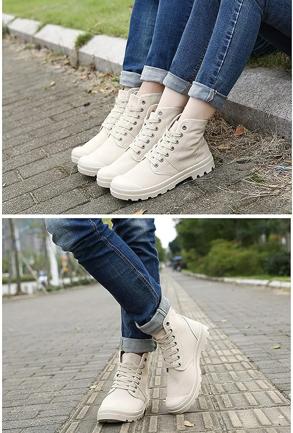 Unisex Men's Women's Ankle High Canvas Boots Lace-Up Casual Sneakers