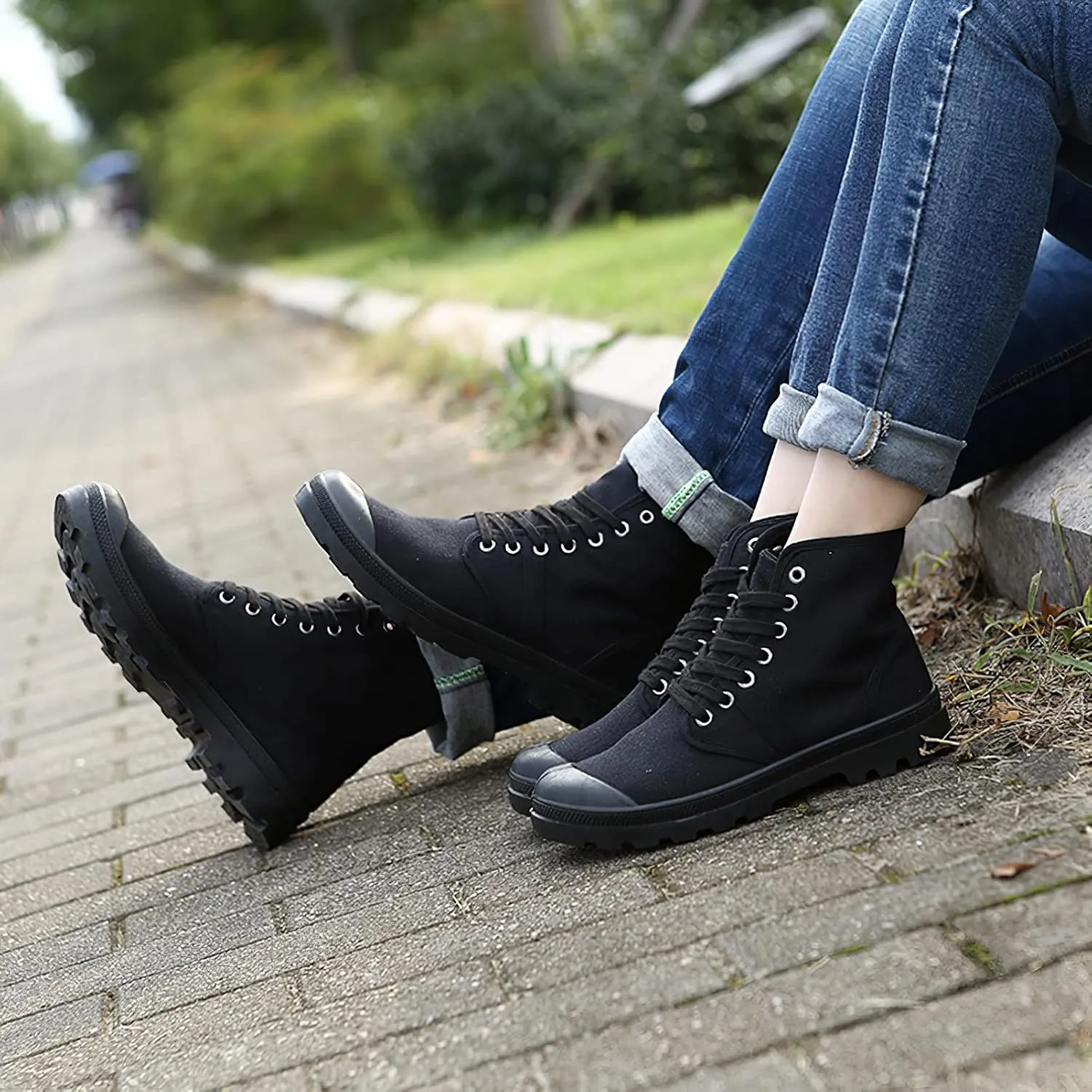 Unisex Men's Women's Ankle High Canvas Boots Lace-Up Casual Sneakers
