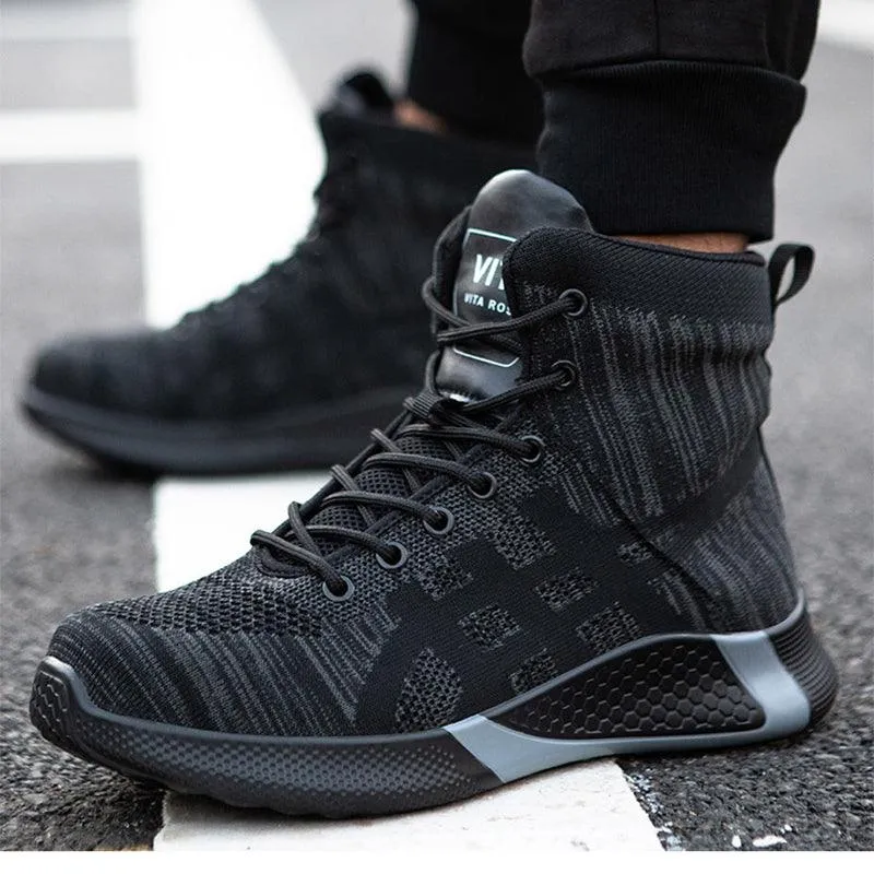 Winter Plush Boots Men Labor Protection Anti-smash Anti-puncture Work Shoes Warm Thickened Breathable Lace-up Safety Shoes