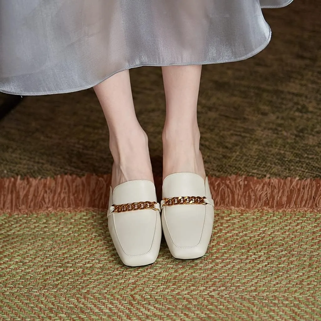 Women's Chunky Block Low Heel Mule Loafers Square Toe Slip On Backless Dress Pump Slide Sandal Shoes