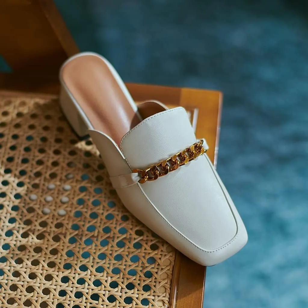 Women's Chunky Block Low Heel Mule Loafers Square Toe Slip On Backless Dress Pump Slide Sandal Shoes