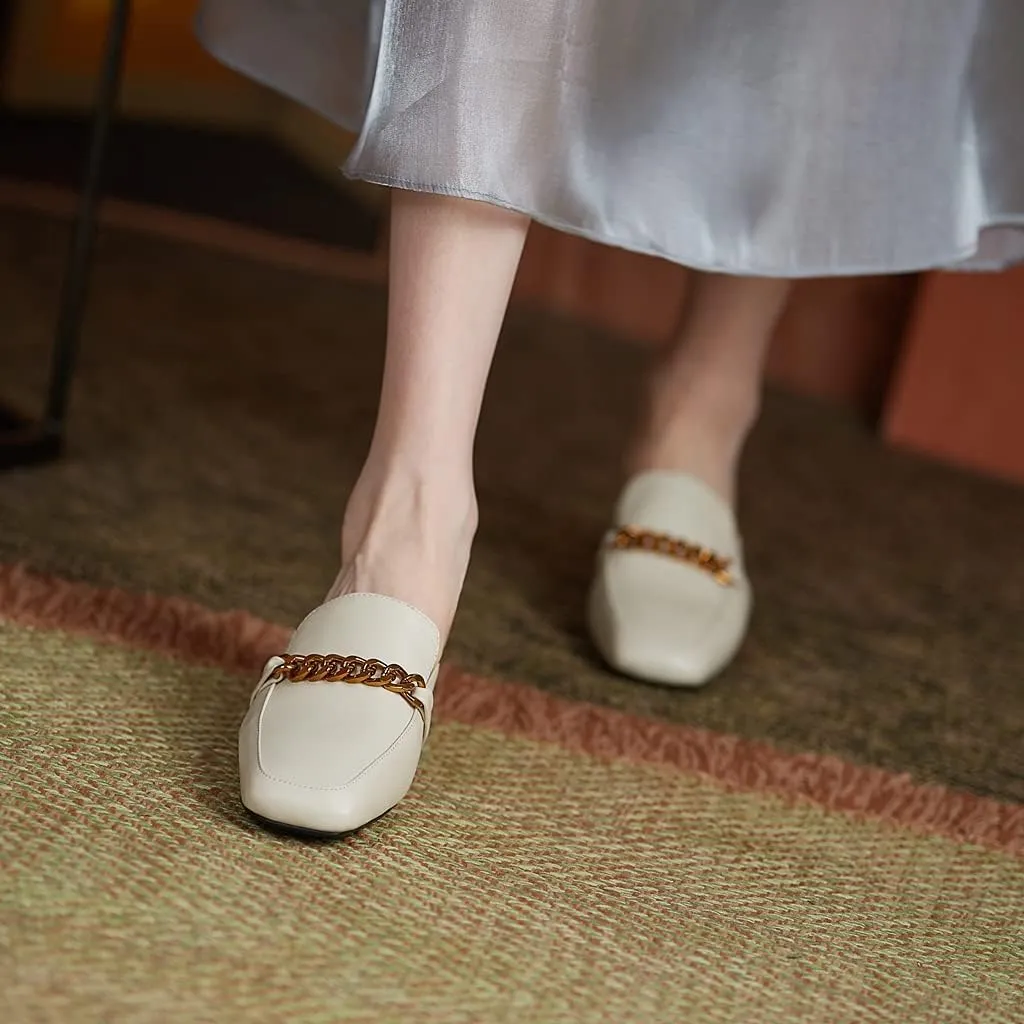 Women's Chunky Block Low Heel Mule Loafers Square Toe Slip On Backless Dress Pump Slide Sandal Shoes