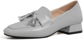 Women's Classic Closed Round Toe Matte Leather Comfort Patchwork Tassel Slip On Dress Flat Loafers Pumps Shoes