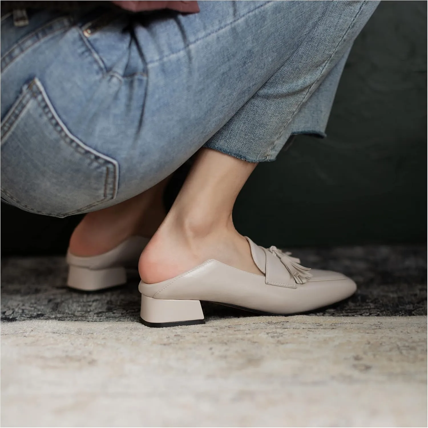 Women's Classic Closed Round Toe Matte Leather Comfort Patchwork Tassel Slip On Dress Flat Loafers Pumps Shoes