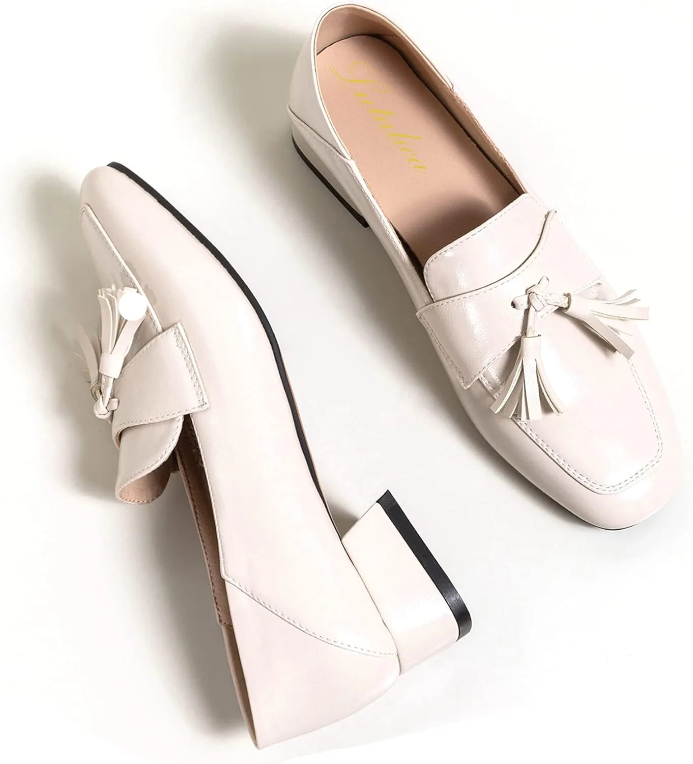 Women's Classic Closed Round Toe Matte Leather Comfort Patchwork Tassel Slip On Dress Flat Loafers Pumps Shoes