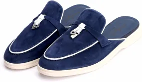 XOBZJH Designer Women's Mules Flat Heel - Suede Leather Flats with Tassel Detail, Comfortable Slip-On Backless Loafers,Casual & Work Shoes