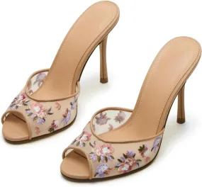 Yishaweiqi Women's Mesh Heeled Sandals Peep Toe Mules Slip on Stiletto High Heels Dress Sexy Slide Sandals Yishaweiqi Women's Mesh Heeled Sandals Peep Toe Mules Slip on Stiletto High Heels Dress Sexy Slide Sandals